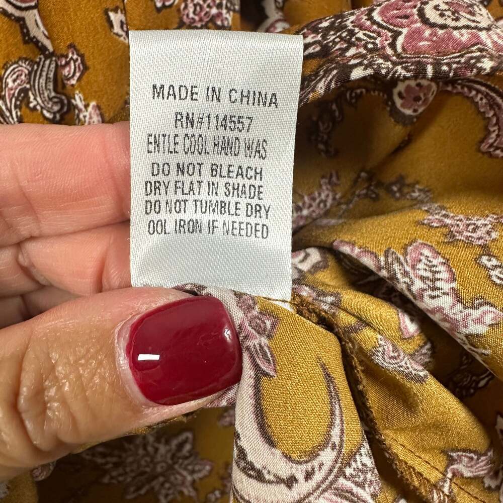 THML Floral Print Pleated Long Sleeve Top Size Small - Picture 8 of 8